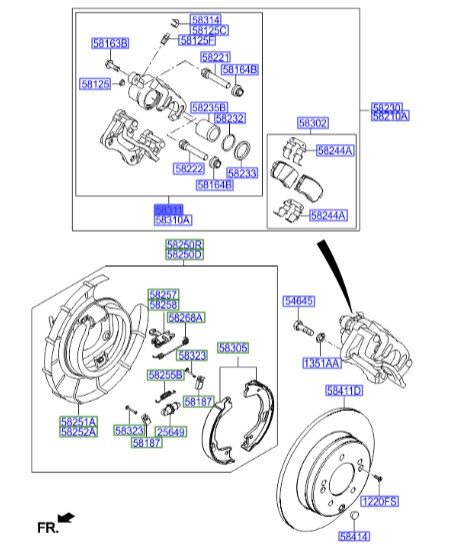 سیلندر ترمز عقب راست گرنجور هیوندای آزرا  Hyundai/KIA Genuine Parts – MOBIS  583113VA50