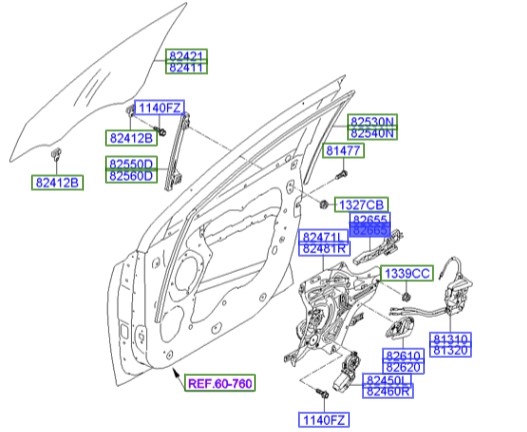 پایه دستگیره درب جلو راست هیوندای  Hyundai/KIA Genuine Parts – MOBIS    IX35  826652S700