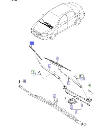 تیغه برف پاک کن راست سراتو 2006 | Hyundai/KIA Genuine Parts | سراتو LD مدل 2007 تا 2009  983602F000