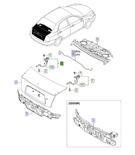 لولای در صندوق عقب چپ سراتو 2007 | لولای صندوق عقب سمت چپ | لولای درب صندوق عقب چپ | Hyundai/KIA Genuine Parts – MOBIS | سراتو LD مدل 2007 تا 2009 | 792102F000