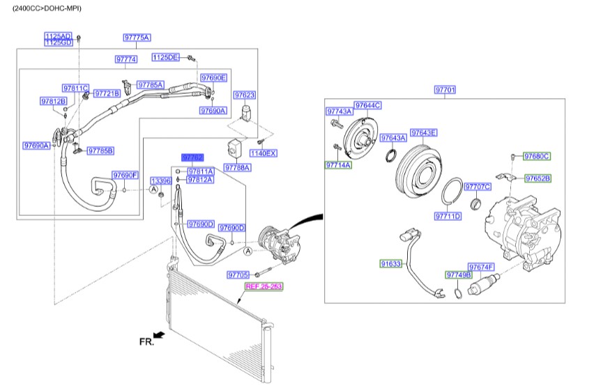شلنگ برگشت گاز کمپرسور کولر گرنجور هیوندای آزرا  Hyundai/KIA Genuine Parts – MOBIS   977623V200
