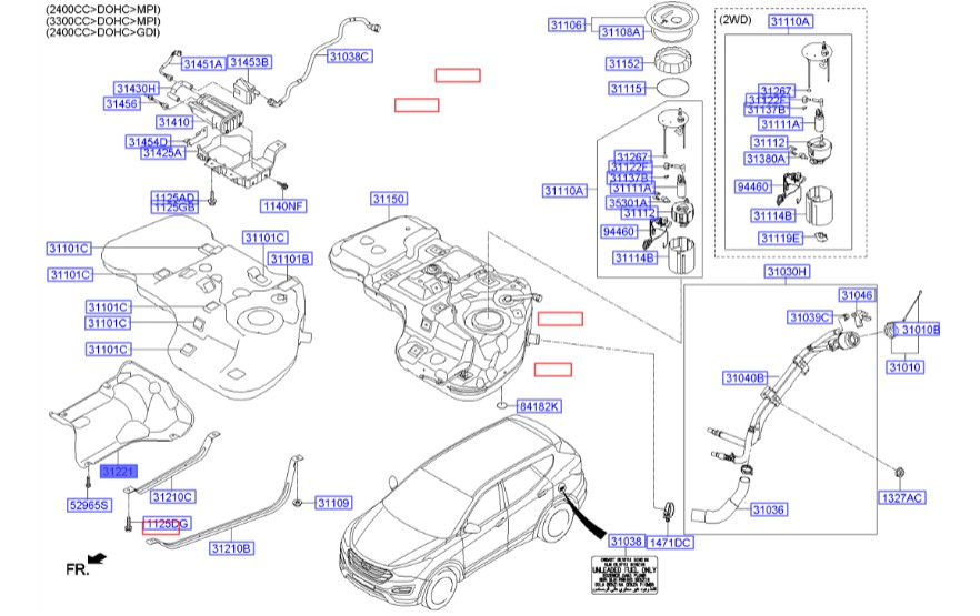 محافظ باک بنزین سانتافه  Hyundai/KIA Genuine Parts – MOBIS   312212W000