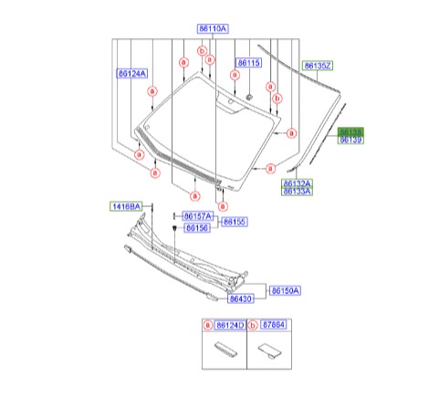 پایه زه شیشه جلو چپ Hyundai/KIA Genuine Parts – MOBIS  I30  861382L000 