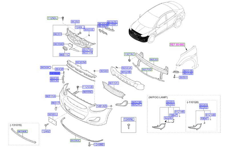 پرچ کشویی سپر اکسنت  Hyundai/KIA Genuine Parts – MOBIS  1416003133