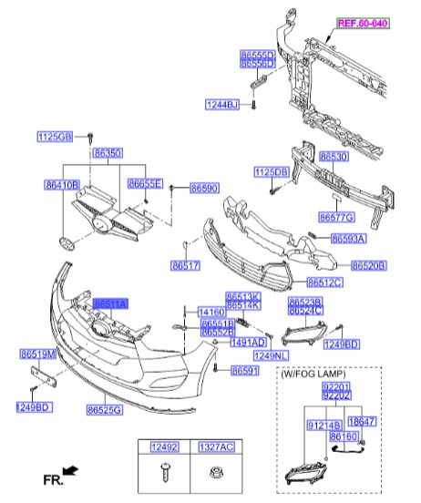 سپر جلو ولستر  Hyundai/KIA Genuine Parts – MOBIS    865112V000 
