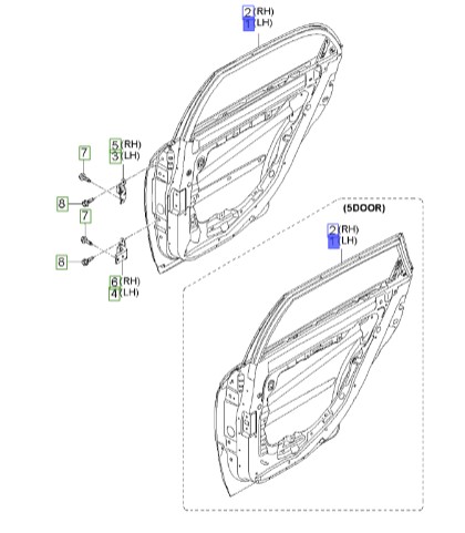 درب عقب چپ سراتو 2008 | Hyundai/KIA Genuine Parts | سراتو LD مدل 2007 تا 2009  770032F010