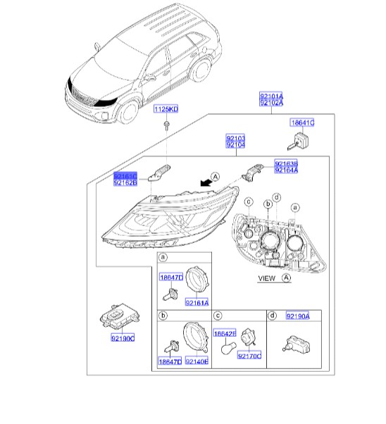 براکت نگهدارنده داخلی چراغ جلو، سمت چپ 921312p500 Hyundai/KIA Genuine Parts – MOBIS