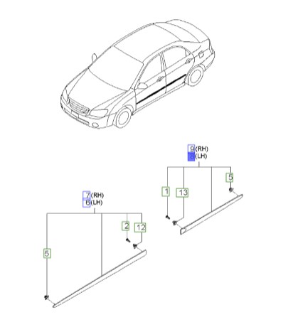 زه در عقب چپ سراتو 2007 | Hyundai/KIA Genuine Parts | سراتو LD مدل ۲۰۰۷ تا ۲۰۰۹   877212F000