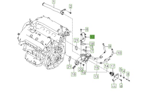 لوله خروجی آب موتور اپتیما | Hyundai/KIA Genuine Parts | اپتیما MG مدل 2009 و 2010 – کارنز UN مدل 2008 تا 2013 – سانتافه CM مدل 2008 تا 2013