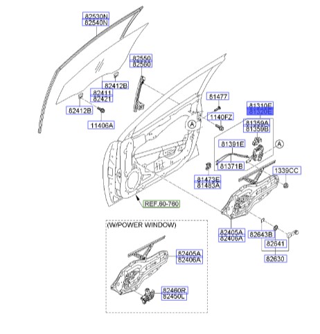 قفل درب جلو راست سراتو 2010 | ضامن عملگر قفل در جلو راست | مکانیزم قفل درب جلو راست | Hyundai/KIA Genuine Parts – MOBIS | سراتو TD – سراتو کوپه  813201M050