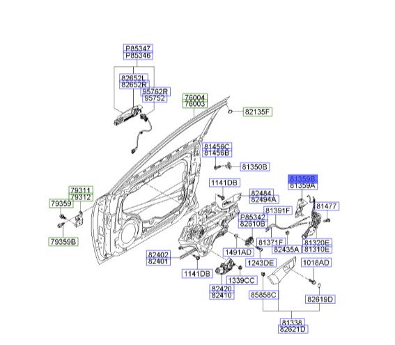 کاور زبانه قفل درب جلو راست اپتیما | Hyundai/KIA Genuine Parts – MOBIS | اپتیما MG مدل 2009 و 2010