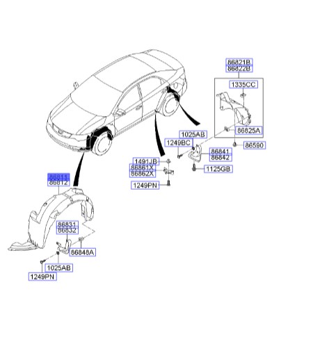 شل گیر چرخ جلو چپ سراتو کوپه | Hyundai/KIA Genuine Parts | سراتو کوپه مدل 2010 تا 2013    868111M301ر