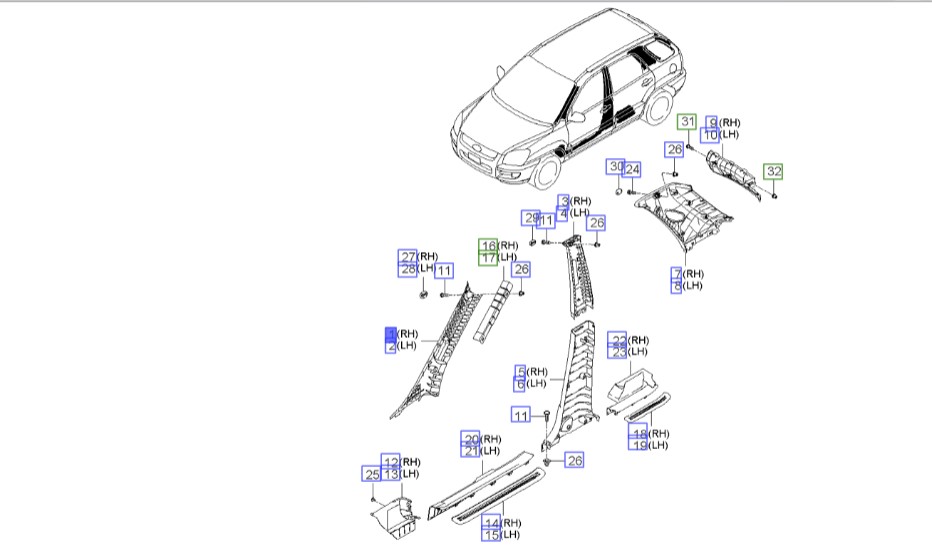 قاب ستون جلو چپ اسپورتیج | Hyundai/KIA Genuine Parts | اسپورتیج KM مدل 2008 تا 2010