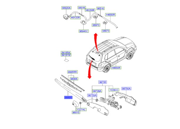 بازوی برف پاک کن عقب توسان | 988112E500 | Hyundai/KIA Genuine Parts – MOBIS