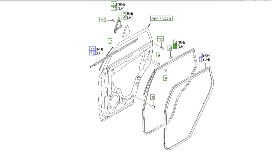 نوار لاستیکی در عقب چپ اسپورتیج | Hyundai/KIA Genuine Parts | اسپورتیج KM مدل 2008 تا 2010