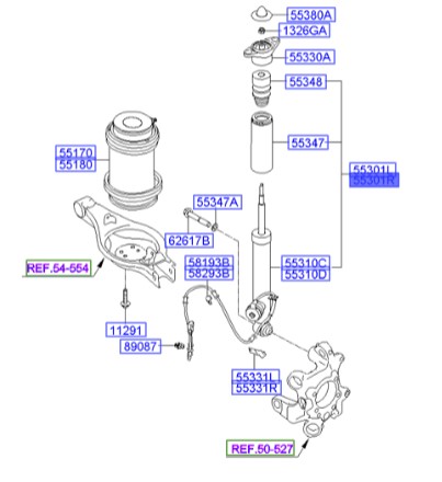 کمک عقب راست جنسیس Hyundai/KIA Genuine Parts – MOBIS   553203M550