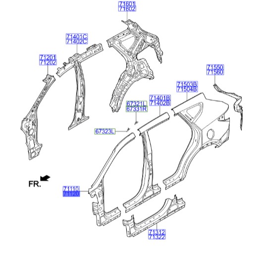 ستون جلو راست سانتافه  Hyundai/KIA Genuine Parts – MOBIS   711202WA50