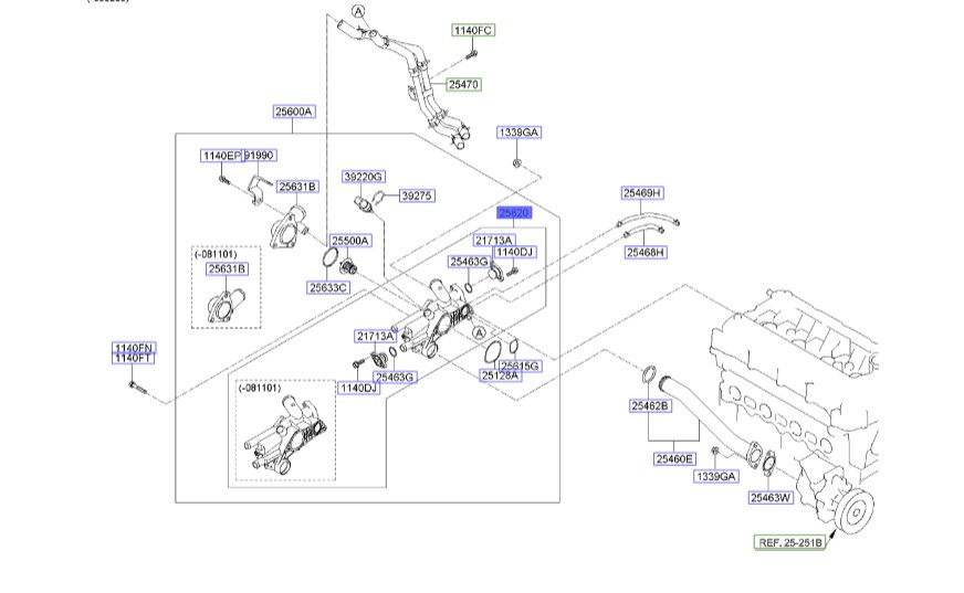 هوزینگ ترموستات سراتو 2010 | Hyundai/KIA Genuine Parts – MOBIS |  256202G000