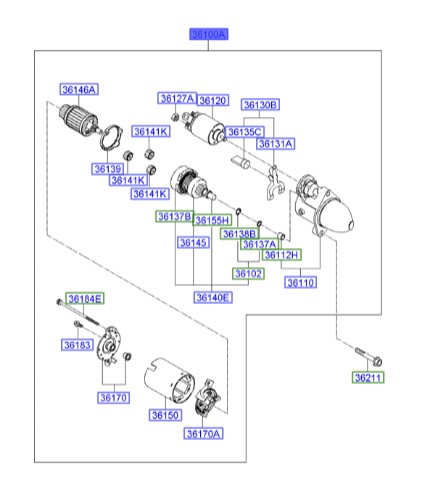 استارت کامل سوناتا Hyundai/KIA Genuine Parts – MOBIS   361002G000 
