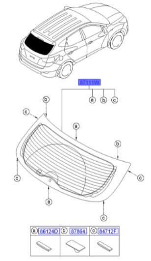 شیشه درب صندوق هیوندای Hyundai/KIA Genuine Parts – MOBIS  IX35  871102S020