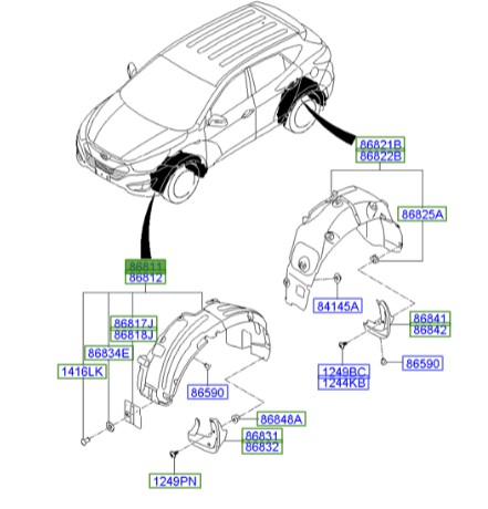 شل گیر جلو چپ هیوندای Hyundai/KIA Genuine Parts – MOBIS   IX35  868112S300