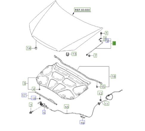جک درب موتور راست سراتو 2007 | Hyundai/KIA Genuine Parts | سراتو LD مدل 2007 تا 2009   811702F000