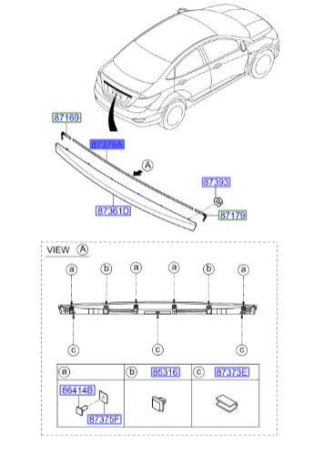 زه درب صتدوق عقب اکسنت  Hyundai/KIA Genuine Parts – MOBIS   873121R200