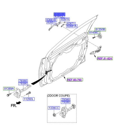 شستی دستگیره درب جلو بیرونی راست هیوندای النترا   Hyundai/KIA Genuine Parts – MOBIS   826623X030