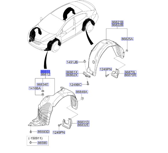 شل گیر چرخ جلو چپ سراتو ۲۰۱۵ | Hyundai/KIA Genuine Parts | سراتو YD مدل ۲۰۱۴ تا ۲۰۱۸  86811A7200 