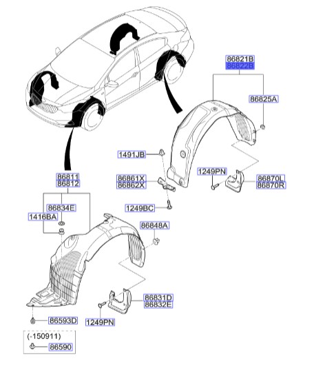 شل گیر چرخ عقب راست سراتو 2017 | Hyundai/KIA Genuine Parts | سراتو مدل 2014 تا 2018  86822A7000