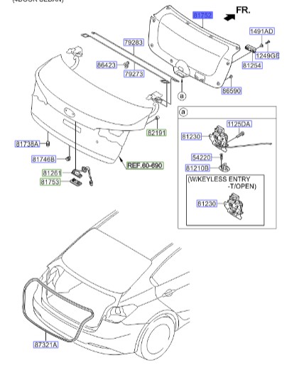 فلاب / قاب داخل درب صندوق عقب | Hyundai/KIA Genuine Parts – MOBIS |81752A7000WK