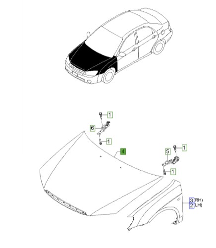 درب موتور کیا سراتو 2008 | Hyundai/KIA Genuine Parts | سراتو LD مدل 2007 تا 2009  664002F010