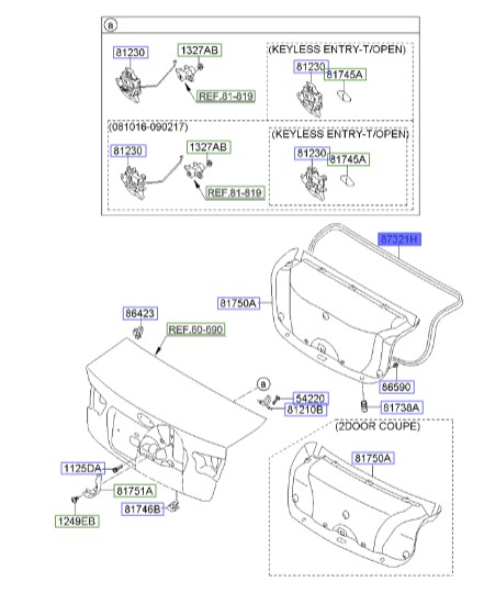لاستیک دور در صندوق عقب سراتو | Hyundai/KIA Genuine Parts | سراتو TD مدل 2010 سایپایی و وارداتی  873211M000