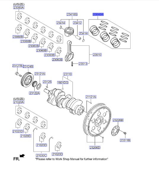 مجموعه رینگ پیستون سانتافه 2010 | Hyundai/KIA Genuine Parts | کارنیوال VQ مدل 2008 تا 2011 – سورنتو XM مدل 2010 تا 2014 – سانتافه CM مدل 2008 تا 2013
