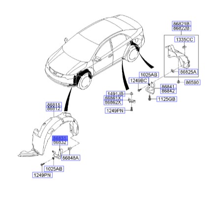 گل پخش کن چرخ جلو چپ سراتو کوپه | 868311M300 | Hyundai/KIA Genuine Parts – MOBIS