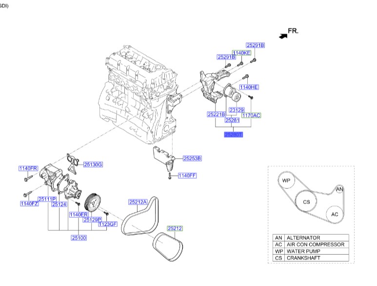 تسمه سفت کن اتوماتیک اپتیما  | Hyundai/KIA Genuine Parts | اپتیما JF  جی تی لاین, سورنتو UM , اسپورتیج QL , سانتافه DM , سوناتا LF , توسان TL 