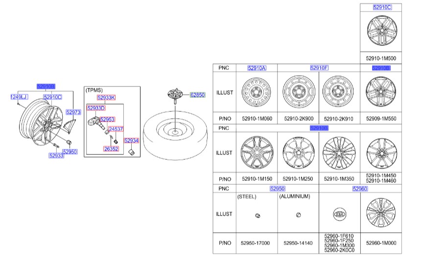 رینگ چرخ کیا سراتو 2010 | Hyundai/KIA Genuine Parts – MOBIS | سراتو  مدل 2010 تا 2014   529101M600