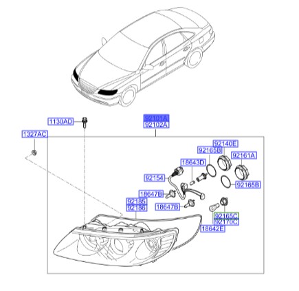 چراغ جلو کامل چپ آزرا  Hyundai/KIA Genuine Parts – MOBIS    921013L320 