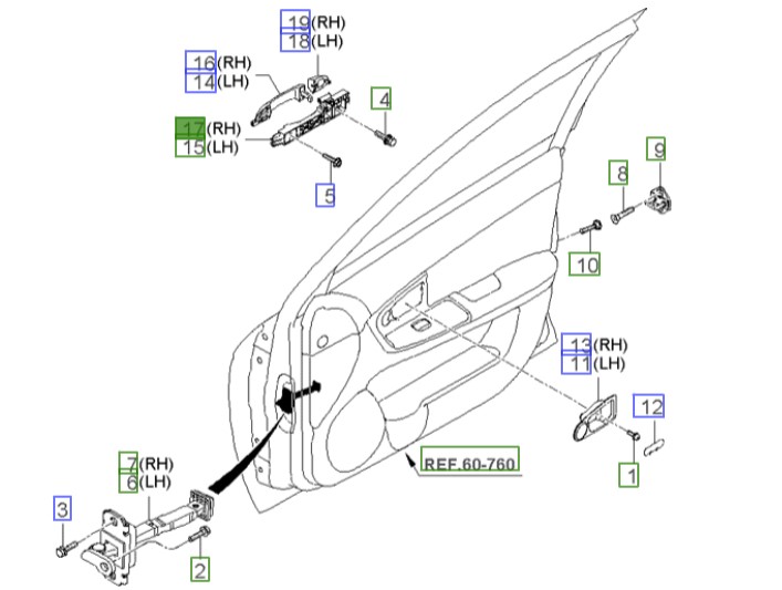 پایه دستگیره خارجی درب سراتو 2008 | Hyundai/KIA Genuine Parts | سراتو LD مدل 2007 تا 2009  826652F000