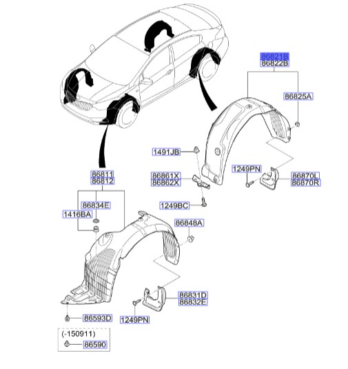 شل گیر چرخ عقب چپ سراتو 2014 | Hyundai/KIA Genuine Parts | سراتو YD مدل 2014 تا 2018  86821A7200