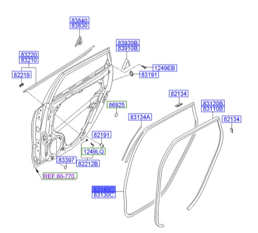 نوار دوردرب عقب راست  Hyundai/KIA Genuine Parts – MOBIS   I30  831402L000