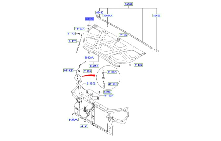 مفصل جک کاپوت | بست جک کاپوت توسان | 811792D000 | Hyundai Genuine Parts