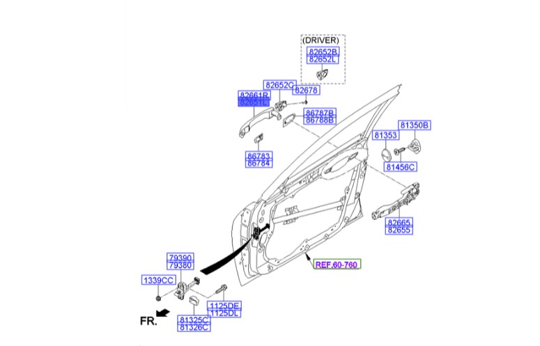 دستگیره درب بیرونی چپ جنسیس Hyundai/KIA Genuine Parts – MOBIS   826513M020AT 