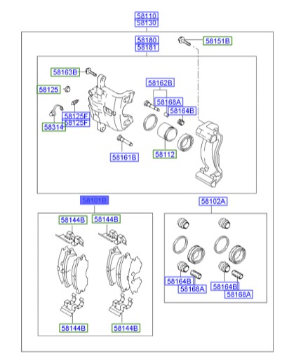 لنت ترمز جلو آوانته  Hyundai/KIA Genuine Parts – MOBIS    581012D000 