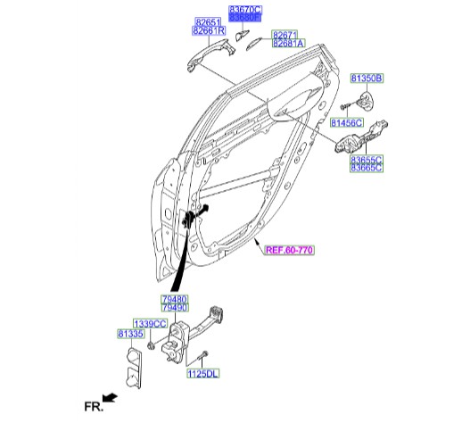 کاور دستگیره (شستی دستگیره ) درب عقب راست آزرا گرنجور 836623V000 Hyundai/KIA Genuine Parts – MOBIS