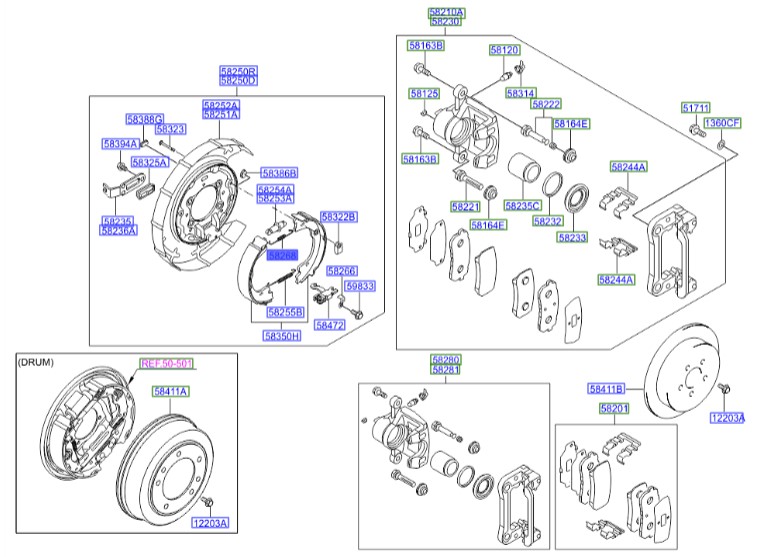 فنر لنت ترمز دستی SPRING-SHOE RETURN A  IX55  582683J000