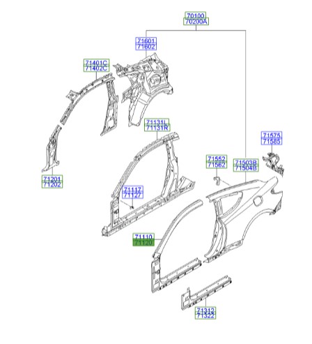 ستون جلو چپ بیرونی هیوندای جنسیس_کوپه  Hyundai/KIA Genuine Parts – MOBIS  711202MA00
