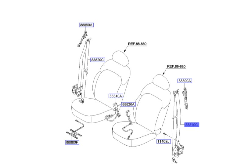 کمربند جلو چپ اسپورتیج مدل 2012 | Hyundai/KIA Genuine Parts – MOBIS | اسپورتیج SL مدل 2010 تا 2016