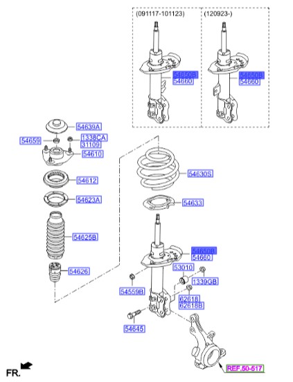 کمک جلو چپ سوناتا  Hyundai/KIA Genuine Parts – MOBIS   YF   546513S060 