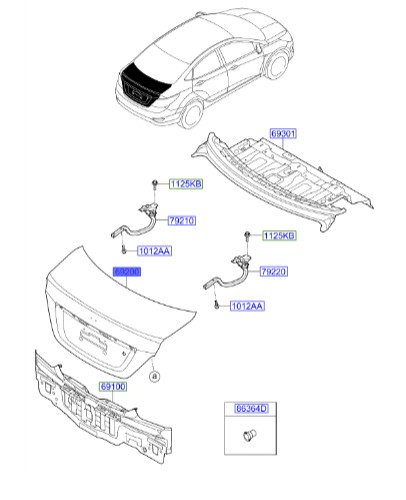 درب صندوق هیوندای اکسنت  Hyundai/KIA Genuine Parts – MOBIS  692001R140